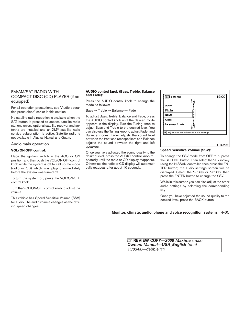 NISSAN 2009 Maxima - Owner's Manual User Manual | Page 218 / 419