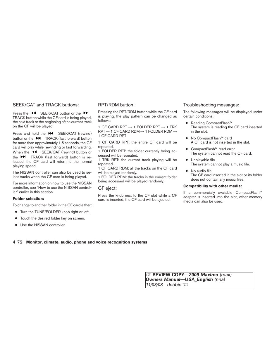 NISSAN 2009 Maxima - Owner's Manual User Manual | Page 225 / 419