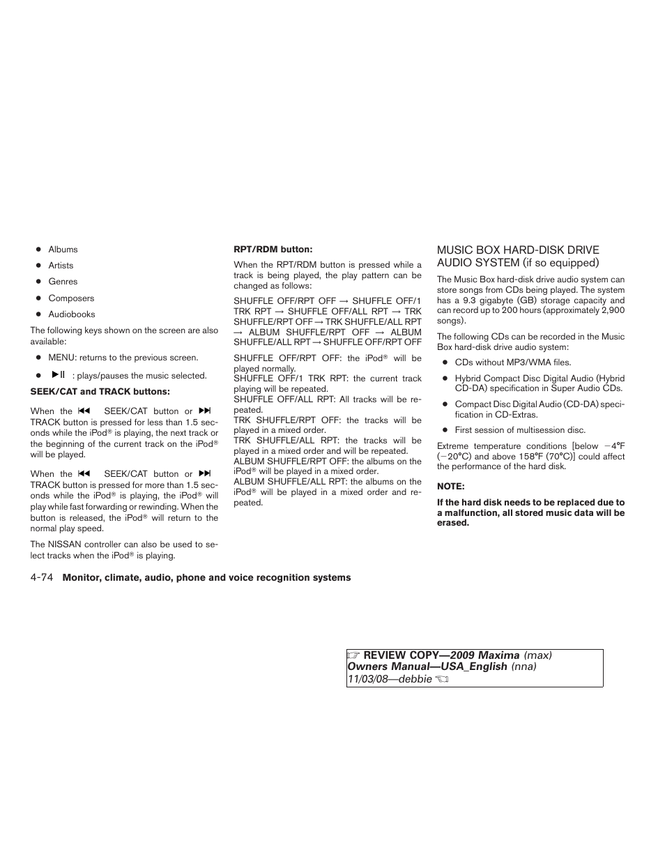 NISSAN 2009 Maxima - Owner's Manual User Manual | Page 227 / 419