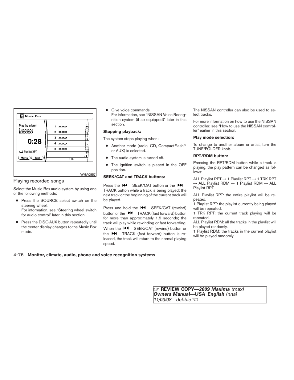 NISSAN 2009 Maxima - Owner's Manual User Manual | Page 229 / 419