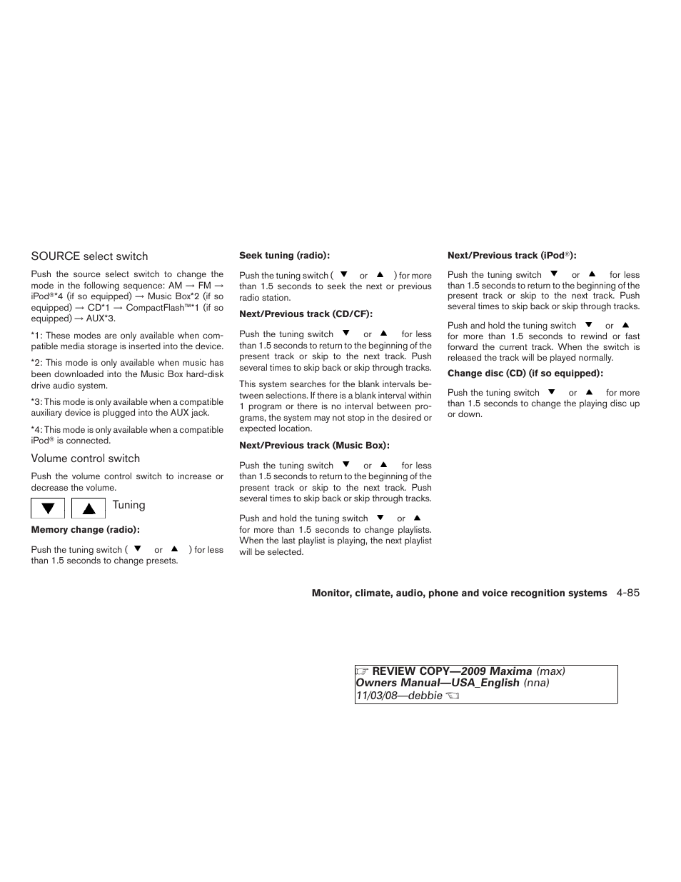 NISSAN 2009 Maxima - Owner's Manual User Manual | Page 238 / 419