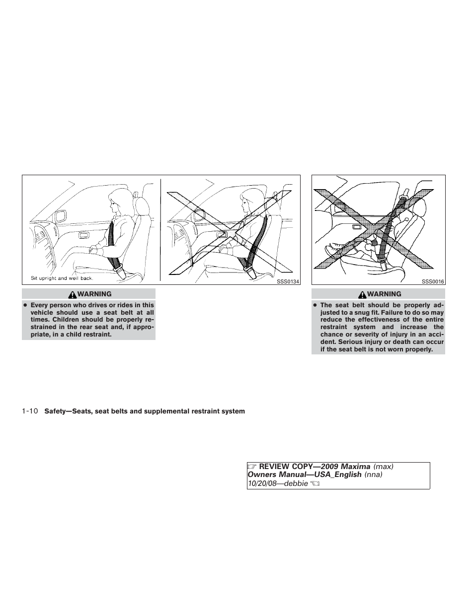 NISSAN 2009 Maxima - Owner's Manual User Manual | Page 25 / 419