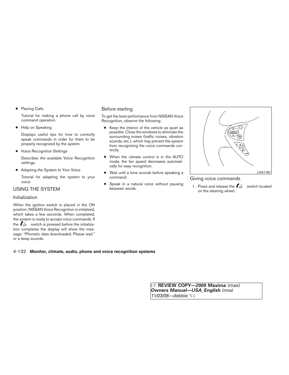 Using the system -132 | NISSAN 2009 Maxima - Owner's Manual User Manual | Page 285 / 419