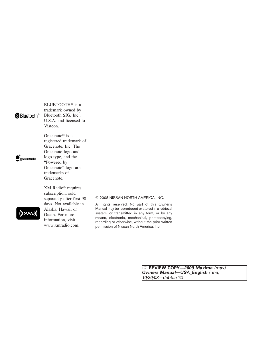 NISSAN 2009 Maxima - Owner's Manual User Manual | Page 3 / 419