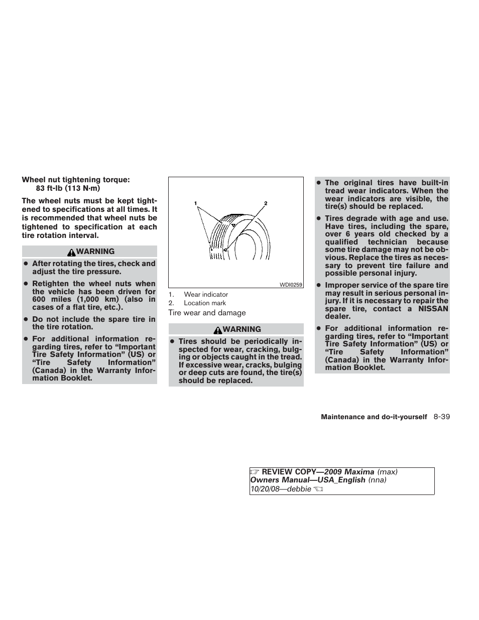 NISSAN 2009 Maxima - Owner's Manual User Manual | Page 380 / 419