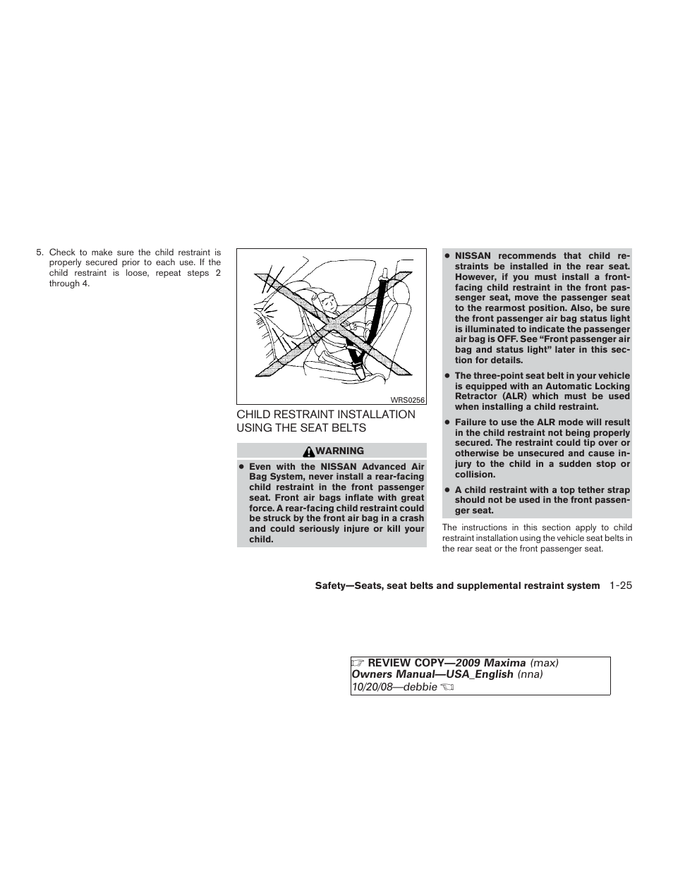 NISSAN 2009 Maxima - Owner's Manual User Manual | Page 40 / 419