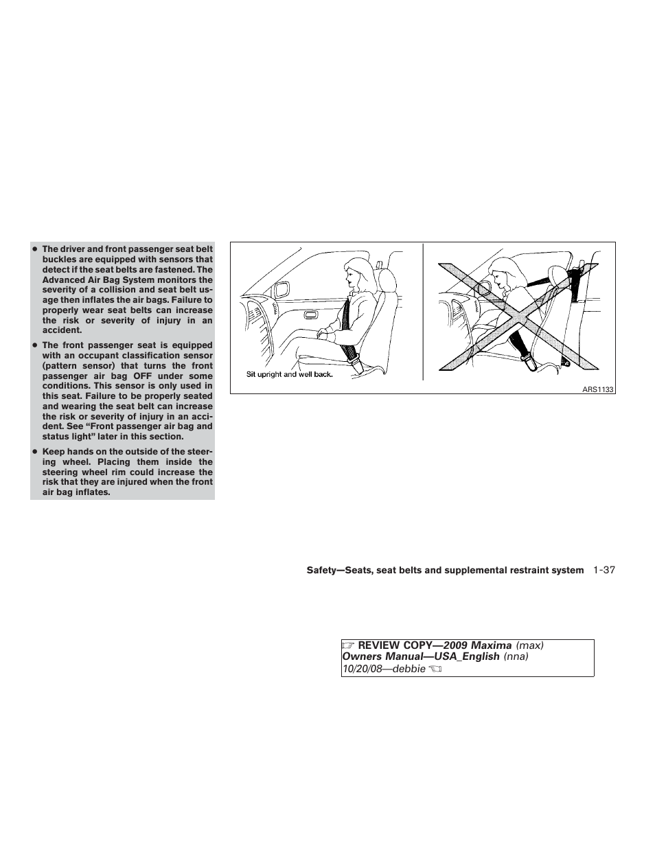 NISSAN 2009 Maxima - Owner's Manual User Manual | Page 52 / 419