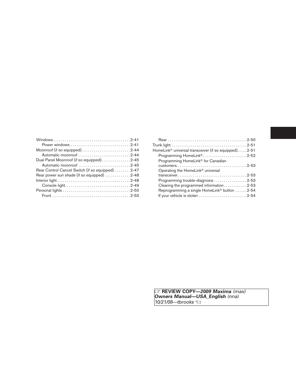 NISSAN 2009 Maxima - Owner's Manual User Manual | Page 68 / 419