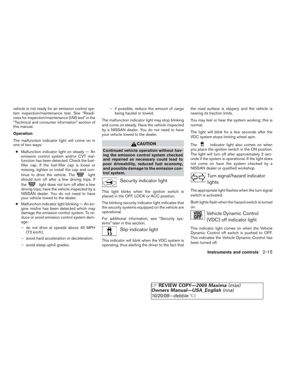 NISSAN 2009 Maxima - Owner's Manual User Manual | Page 82 / 419