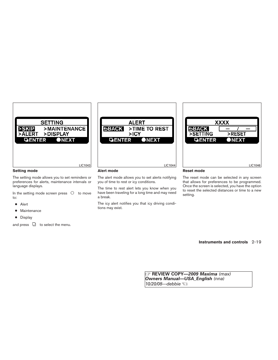 NISSAN 2009 Maxima - Owner's Manual User Manual | Page 86 / 419