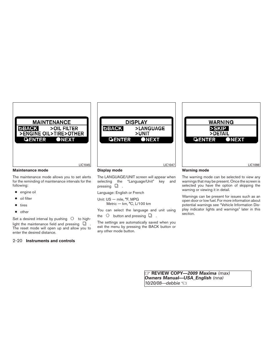 NISSAN 2009 Maxima - Owner's Manual User Manual | Page 87 / 419