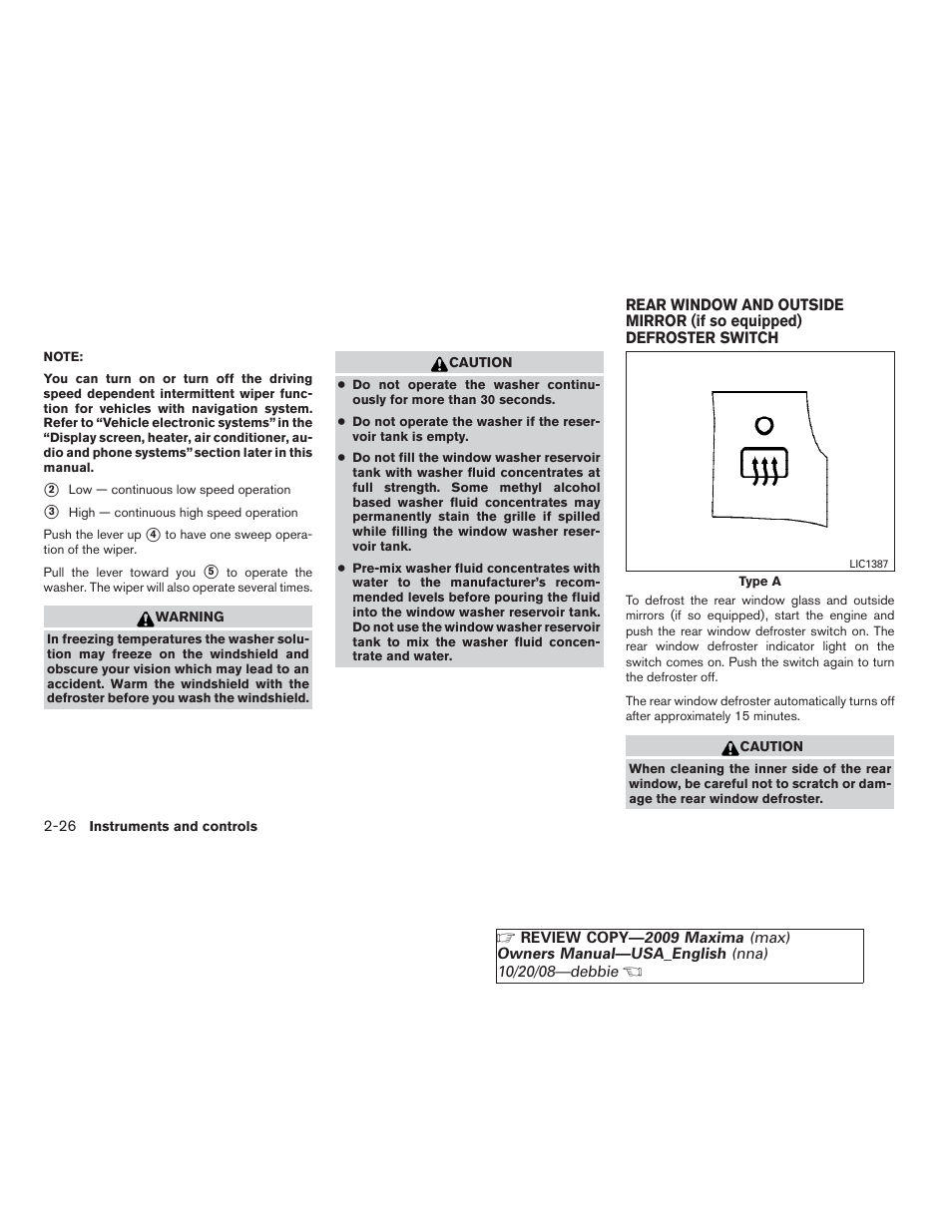 NISSAN 2009 Maxima - Owner's Manual User Manual | Page 93 / 419