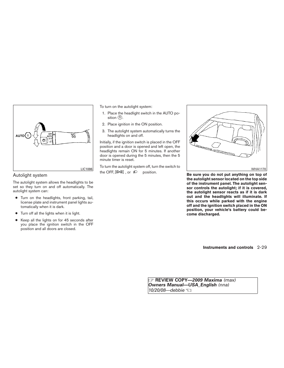 NISSAN 2009 Maxima - Owner's Manual User Manual | Page 96 / 419