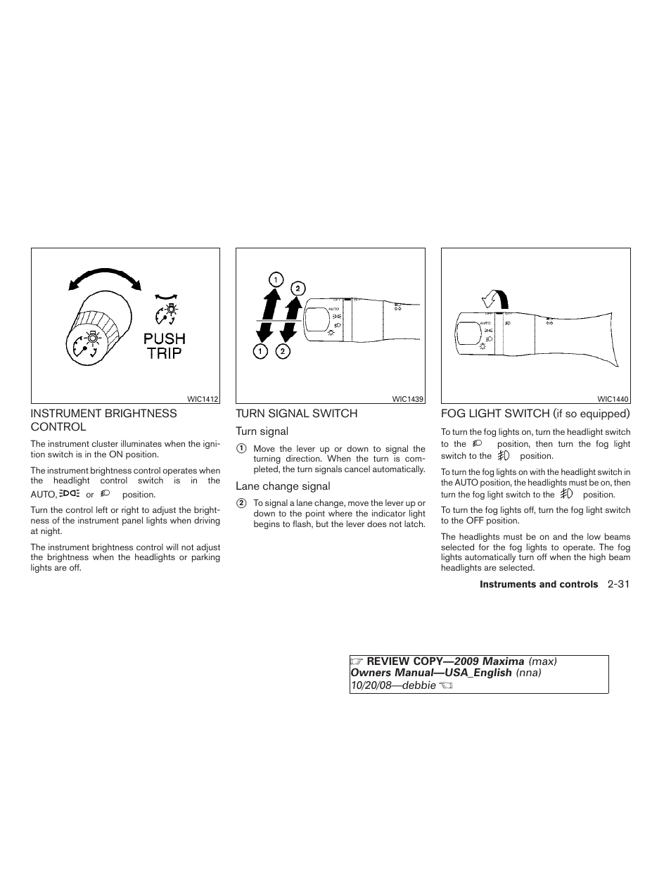 NISSAN 2009 Maxima - Owner's Manual User Manual | Page 98 / 419