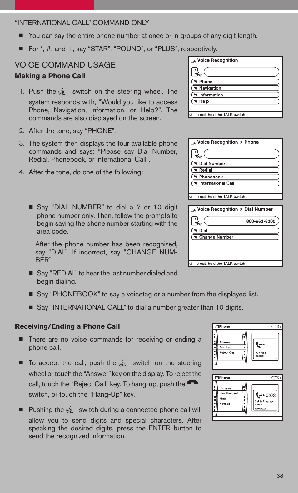 Voice command usage | NISSAN 2009 Maxima - Quick Reference Guide User Manual | Page 35 / 52