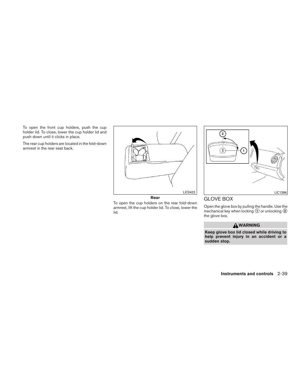 Glove box -39 | NISSAN 2010 Maxima - Owner's Manual User Manual | Page 112 / 458