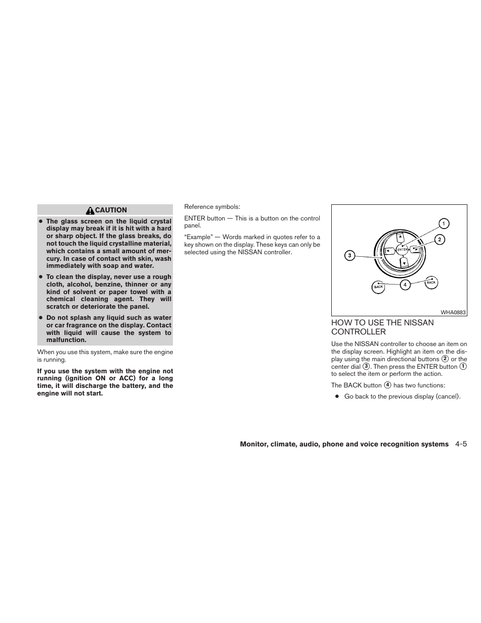 How to use the nissan controller -5 | NISSAN 2010 Maxima - Owner's Manual User Manual | Page 166 / 458