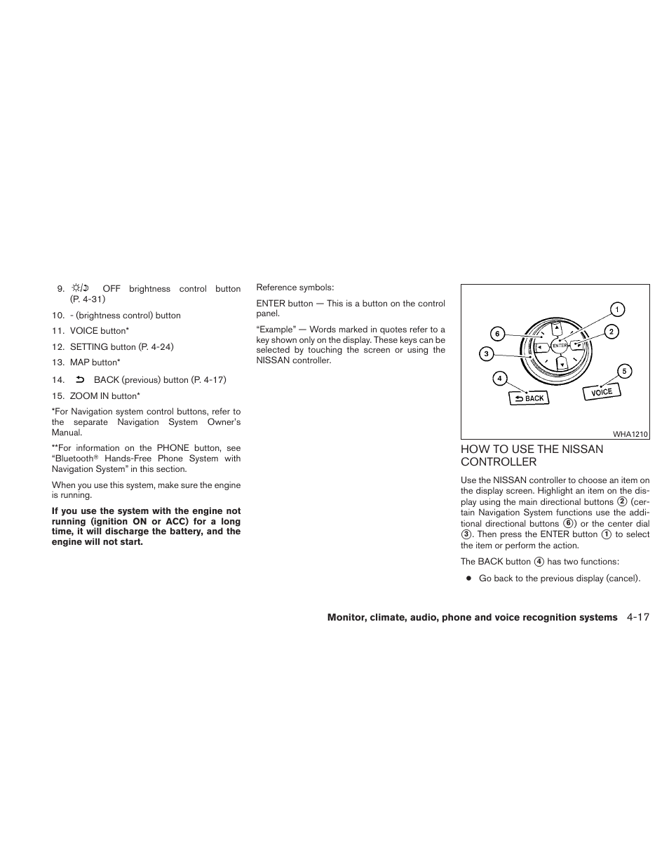 How to use the nissan controller -17 | NISSAN 2010 Maxima - Owner's Manual User Manual | Page 178 / 458