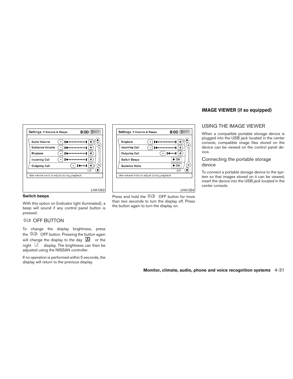 Off button -31, Image viewer (if so equipped) -31, Using the image viewer -31 | NISSAN 2010 Maxima - Owner's Manual User Manual | Page 192 / 458