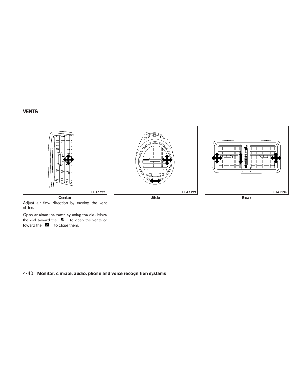 Vents -40 | NISSAN 2010 Maxima - Owner's Manual User Manual | Page 201 / 458