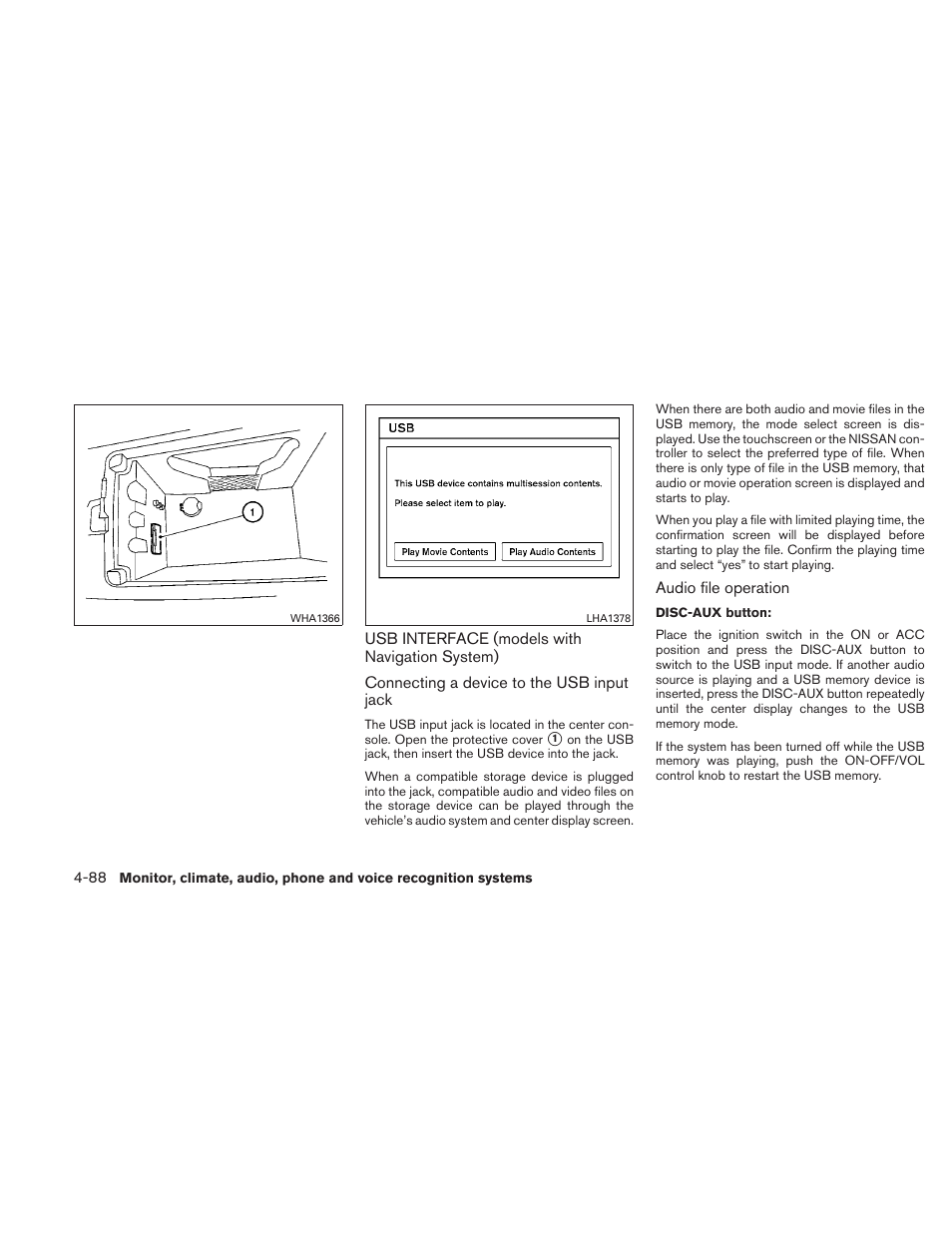Usb interface (models with navigation system) -88 | NISSAN 2010 Maxima - Owner's Manual User Manual | Page 249 / 458