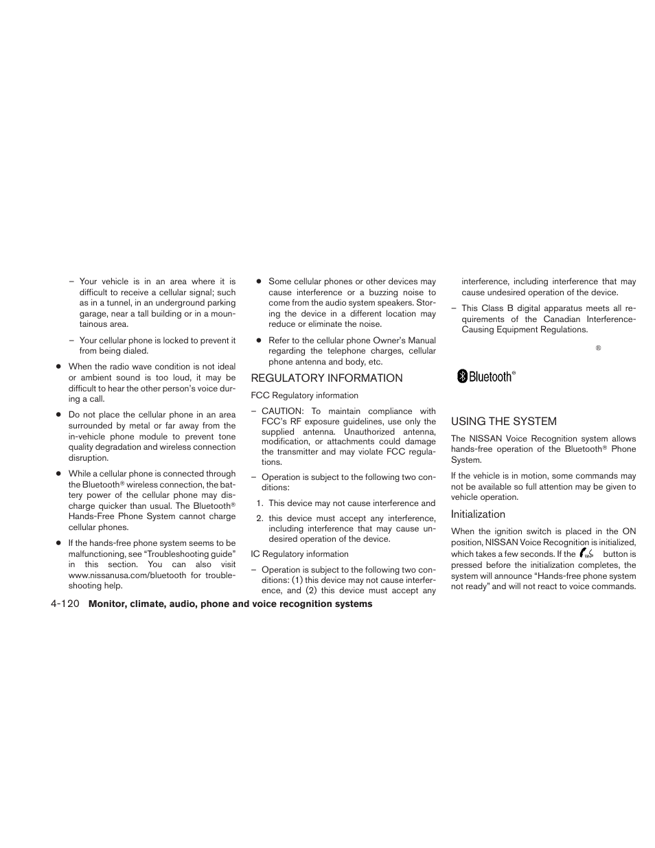 Regulatory information -120 using the system -120 | NISSAN 2010 Maxima - Owner's Manual User Manual | Page 281 / 458