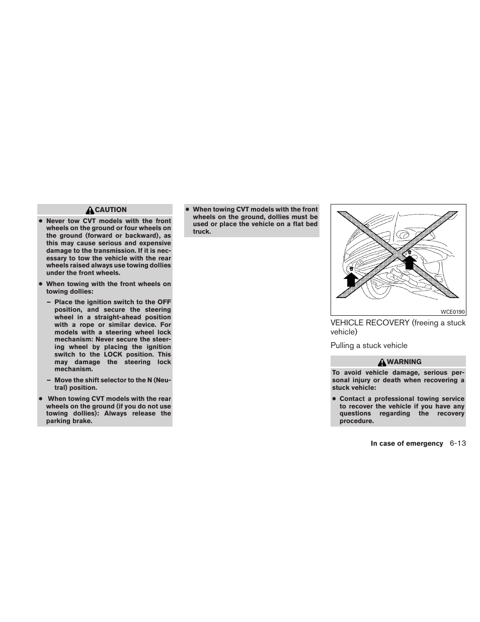 Vehicle recovery (freeing a stuck vehicle) -13 | NISSAN 2010 Maxima - Owner's Manual User Manual | Page 370 / 458