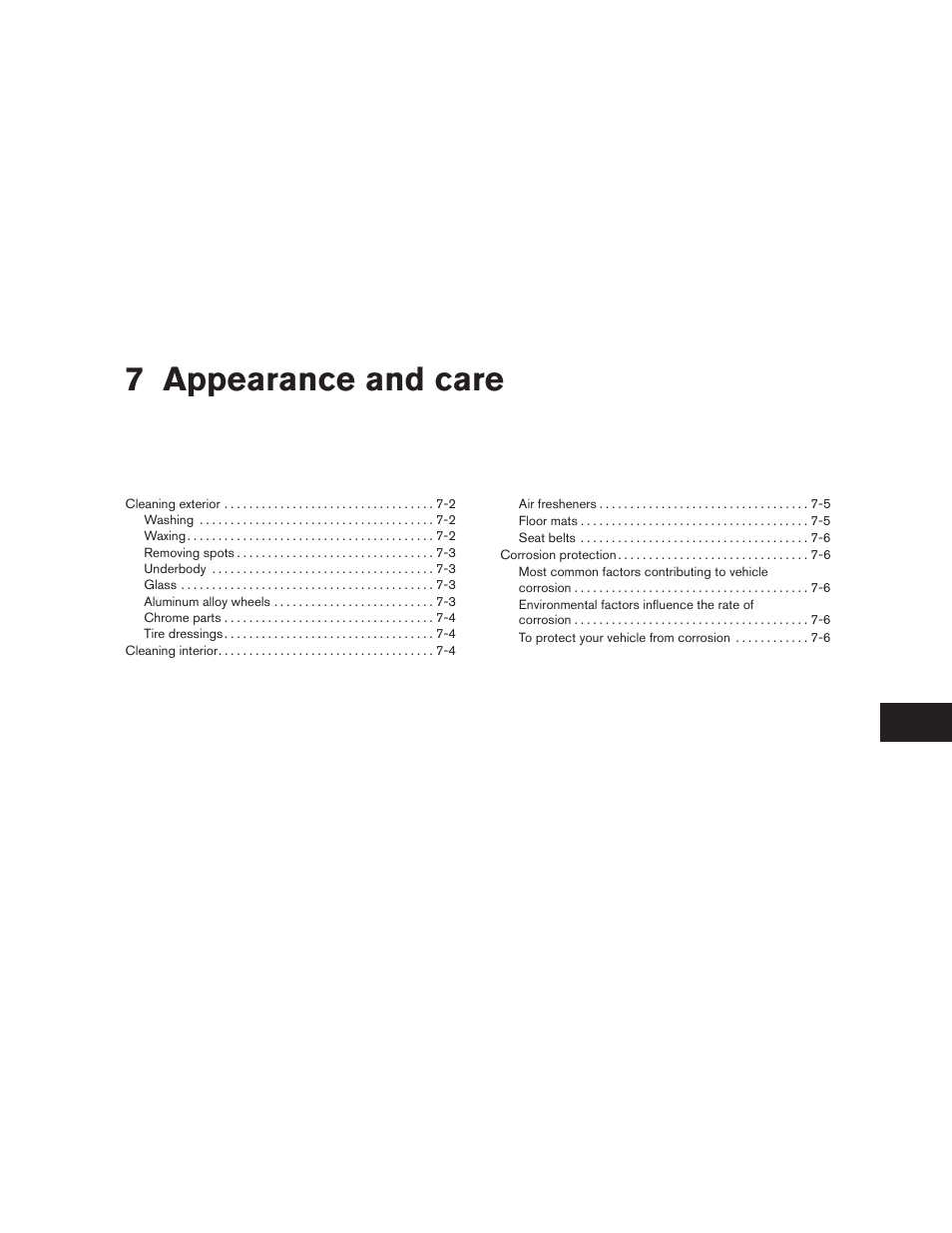 Appearance and care, 7 appearance and care | NISSAN 2010 Maxima - Owner's Manual User Manual | Page 372 / 458
