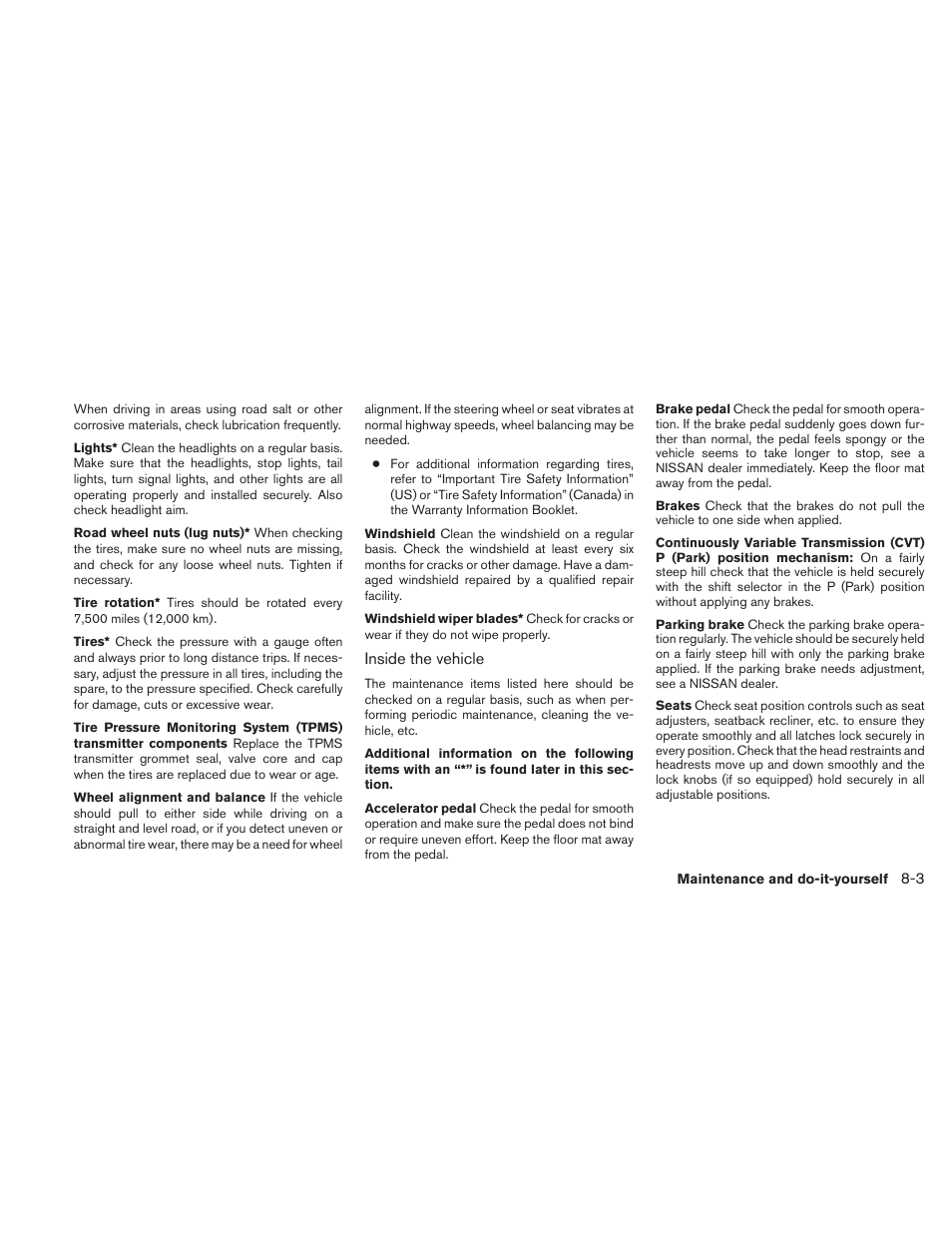 NISSAN 2010 Maxima - Owner's Manual User Manual | Page 382 / 458