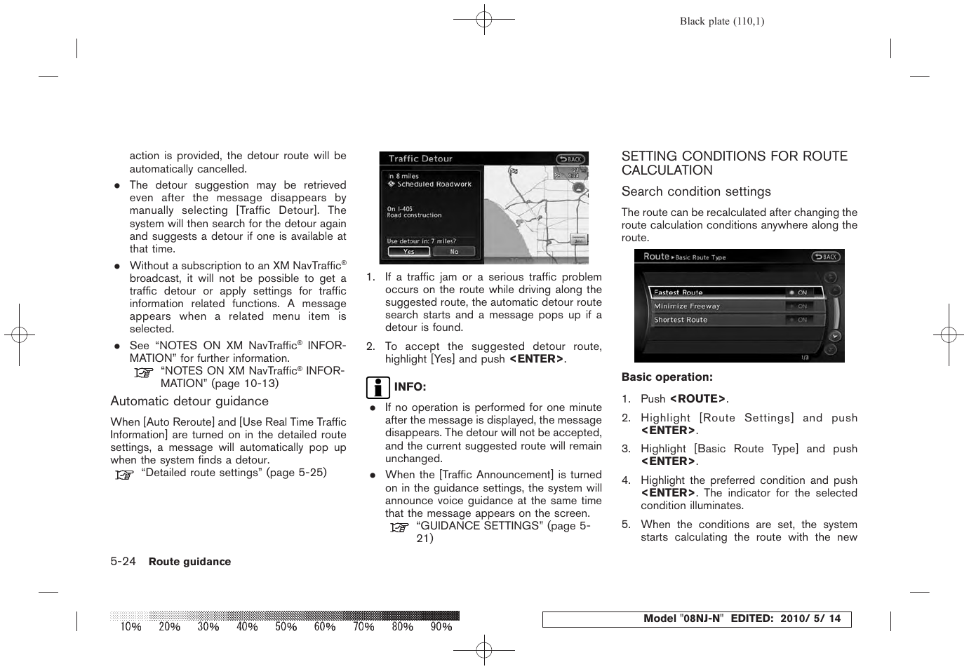 Setting conditions for route calculation -24 | NISSAN 2010 Maxima - Navigation System Owner's Manual User Manual | Page 105 / 241