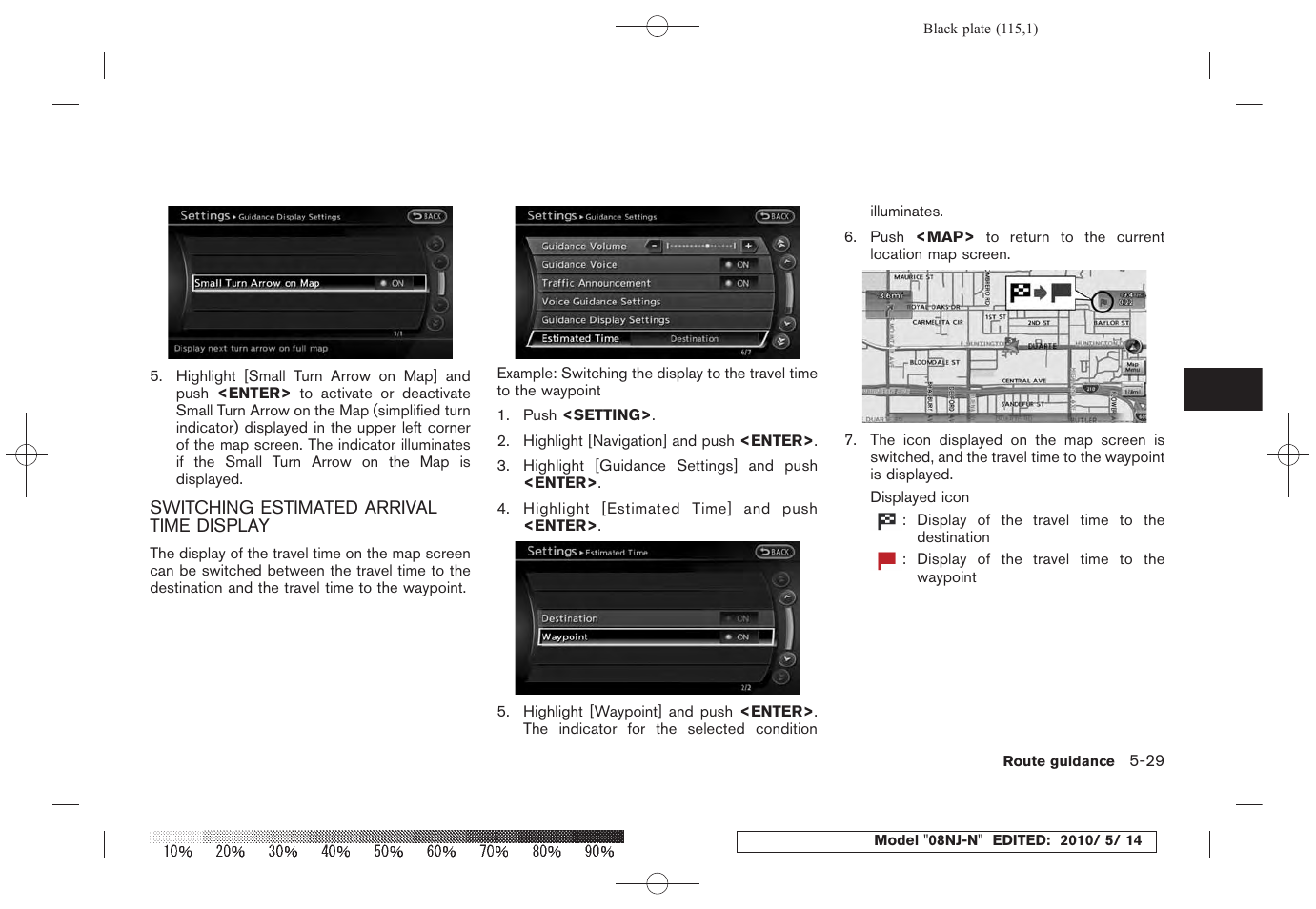 Switching estimated arrival time display -29 | NISSAN 2010 Maxima - Navigation System Owner's Manual User Manual | Page 110 / 241