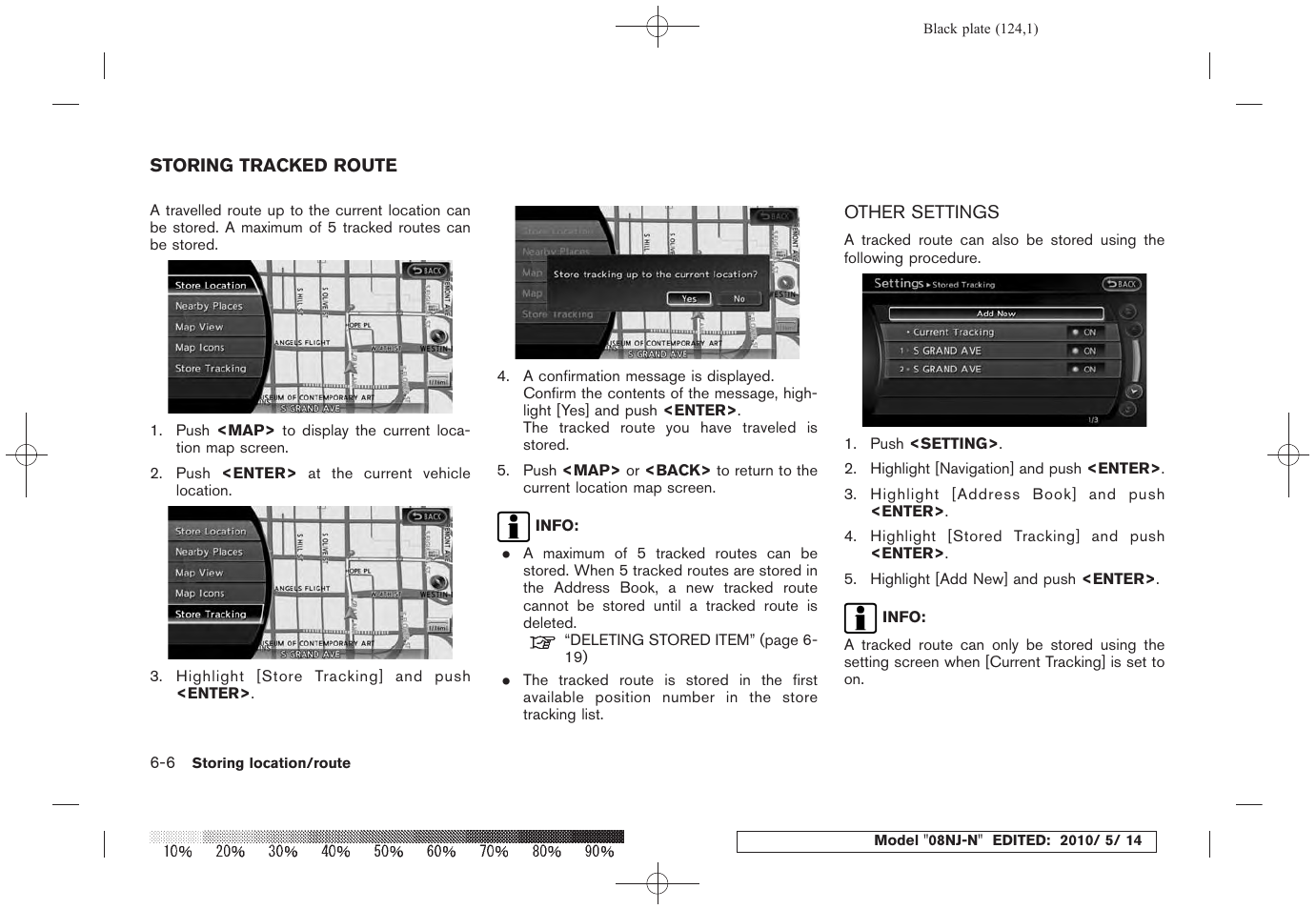 Storing tracked route -6, Other settings -6 | NISSAN 2010 Maxima - Navigation System Owner's Manual User Manual | Page 117 / 241