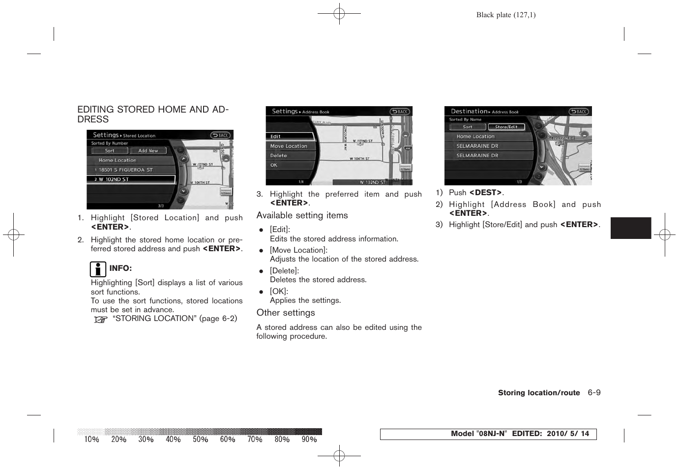 Editing stored home and address -9 | NISSAN 2010 Maxima - Navigation System Owner's Manual User Manual | Page 120 / 241