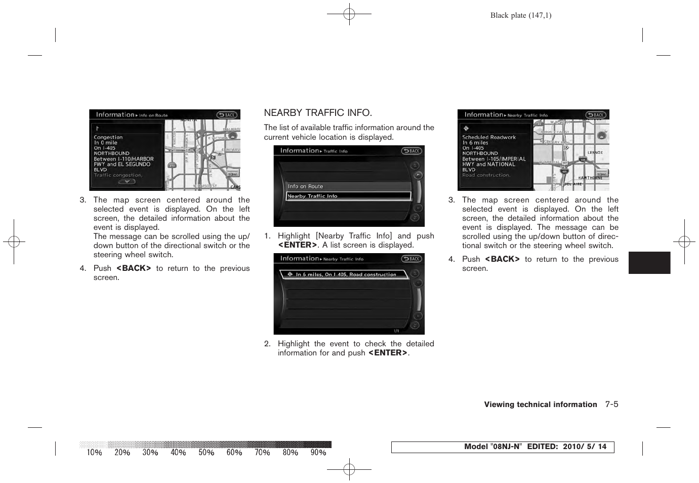 Nearby traffic info -5 | NISSAN 2010 Maxima - Navigation System Owner's Manual User Manual | Page 140 / 241