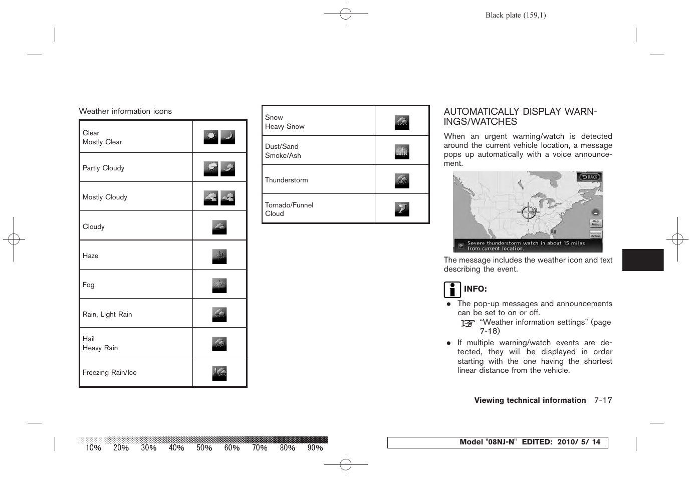 Automatically display warnings/watches -17 | NISSAN 2010 Maxima - Navigation System Owner's Manual User Manual | Page 152 / 241