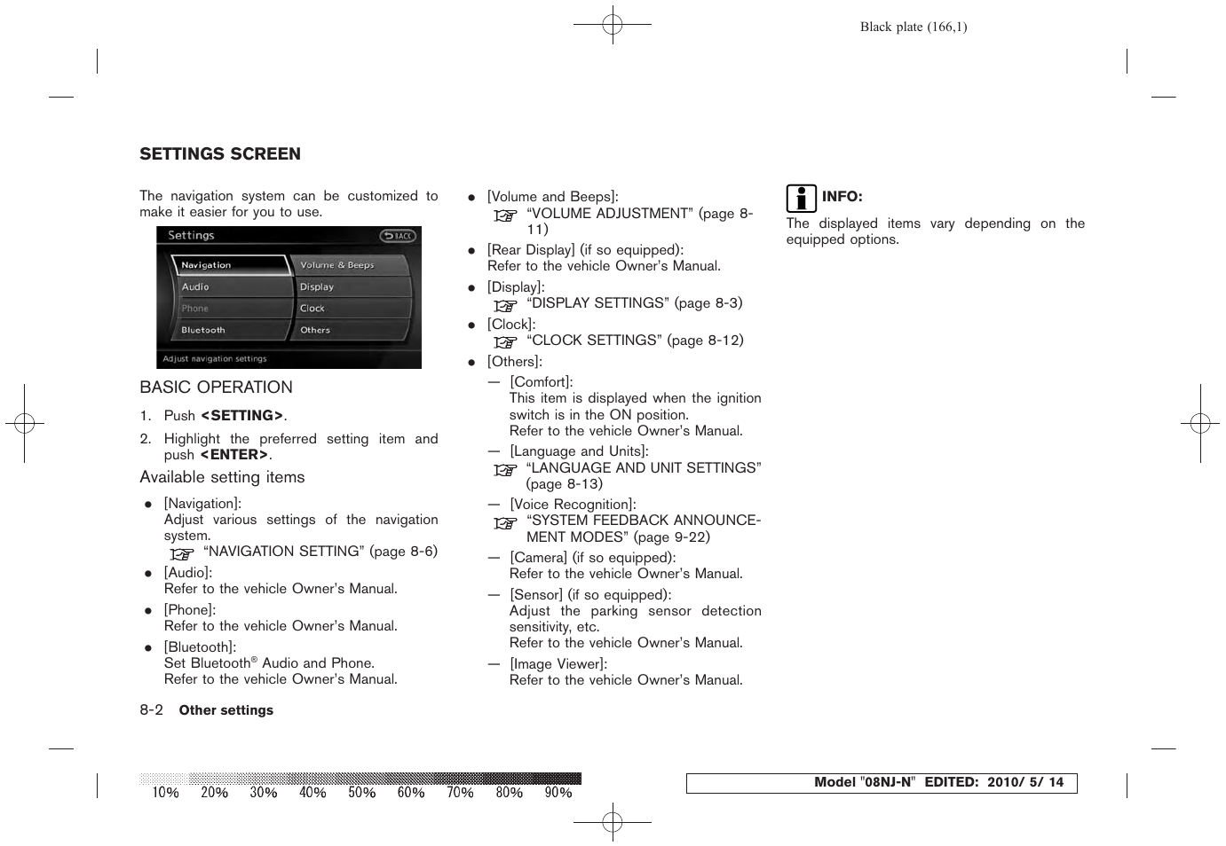 Settings screen -2, Basic operation -2 | NISSAN 2010 Maxima - Navigation System Owner's Manual User Manual | Page 157 / 241