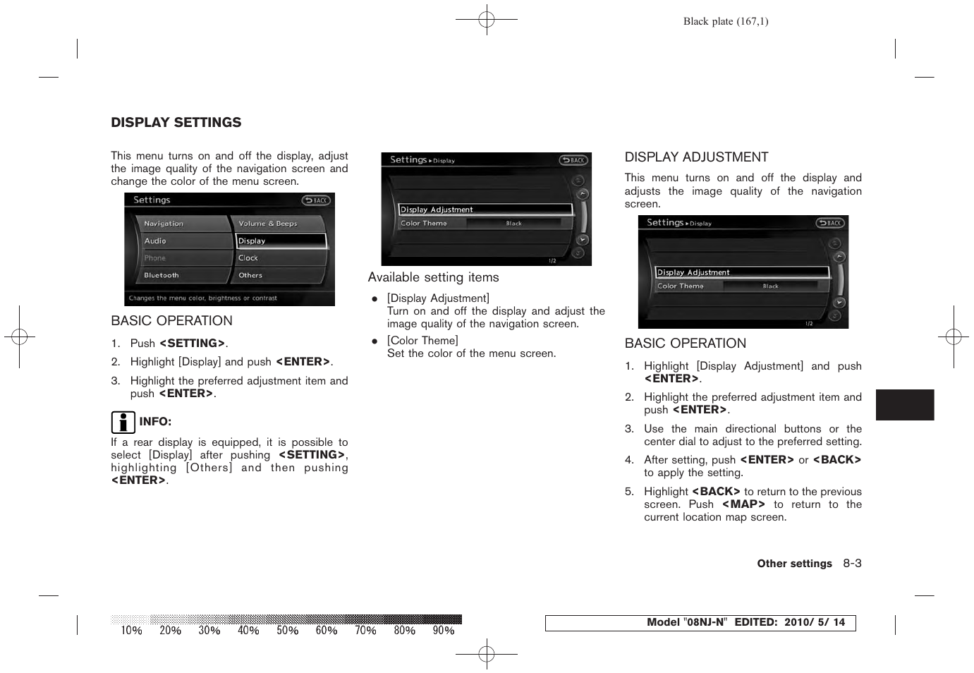 Display settings -3 | NISSAN 2010 Maxima - Navigation System Owner's Manual User Manual | Page 158 / 241