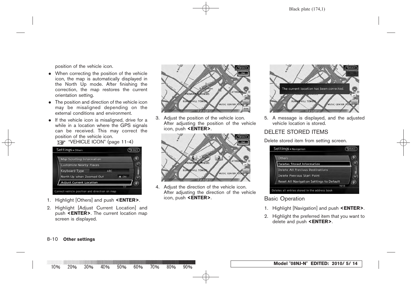 Delete stored items -10 | NISSAN 2010 Maxima - Navigation System Owner's Manual User Manual | Page 165 / 241