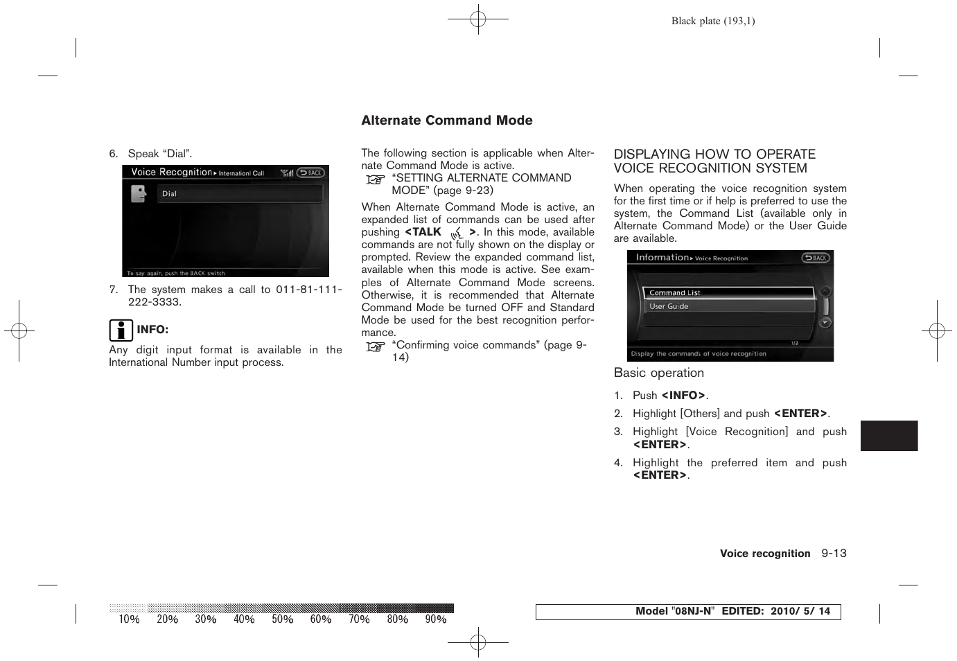 Alternate command mode -13 | NISSAN 2010 Maxima - Navigation System Owner's Manual User Manual | Page 182 / 241