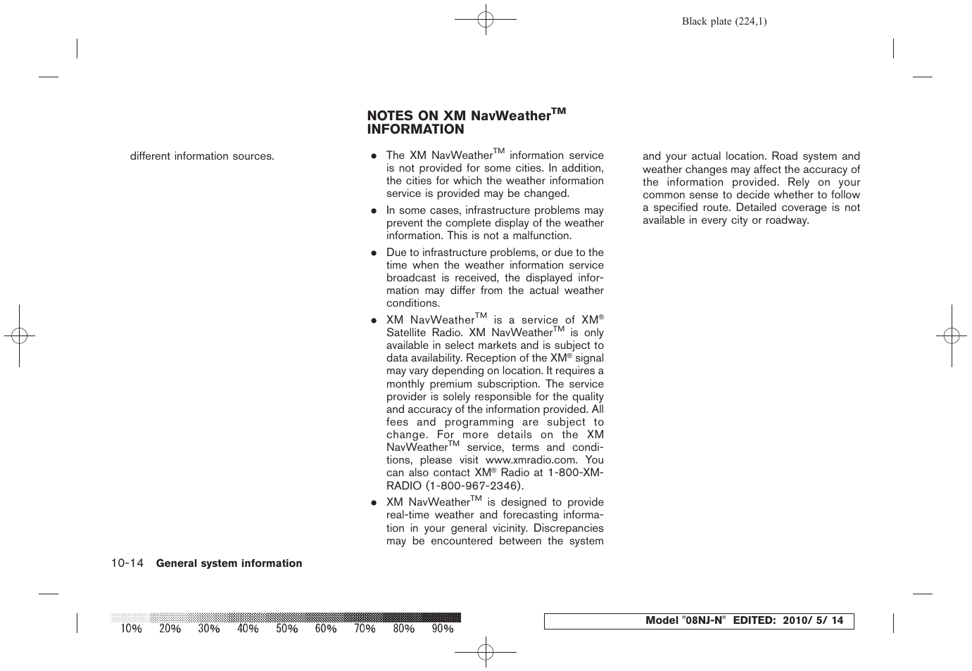 Notes on xm navweather, Information -14 | NISSAN 2010 Maxima - Navigation System Owner's Manual User Manual | Page 213 / 241