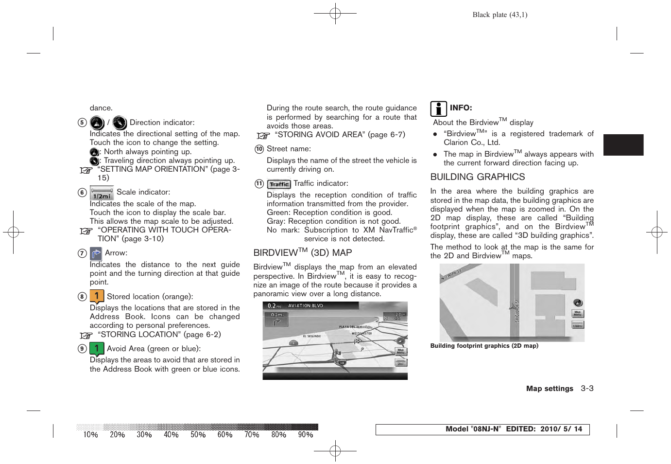 Birdview, 3d) map -3, Building graphics -3 | NISSAN 2010 Maxima - Navigation System Owner's Manual User Manual | Page 40 / 241