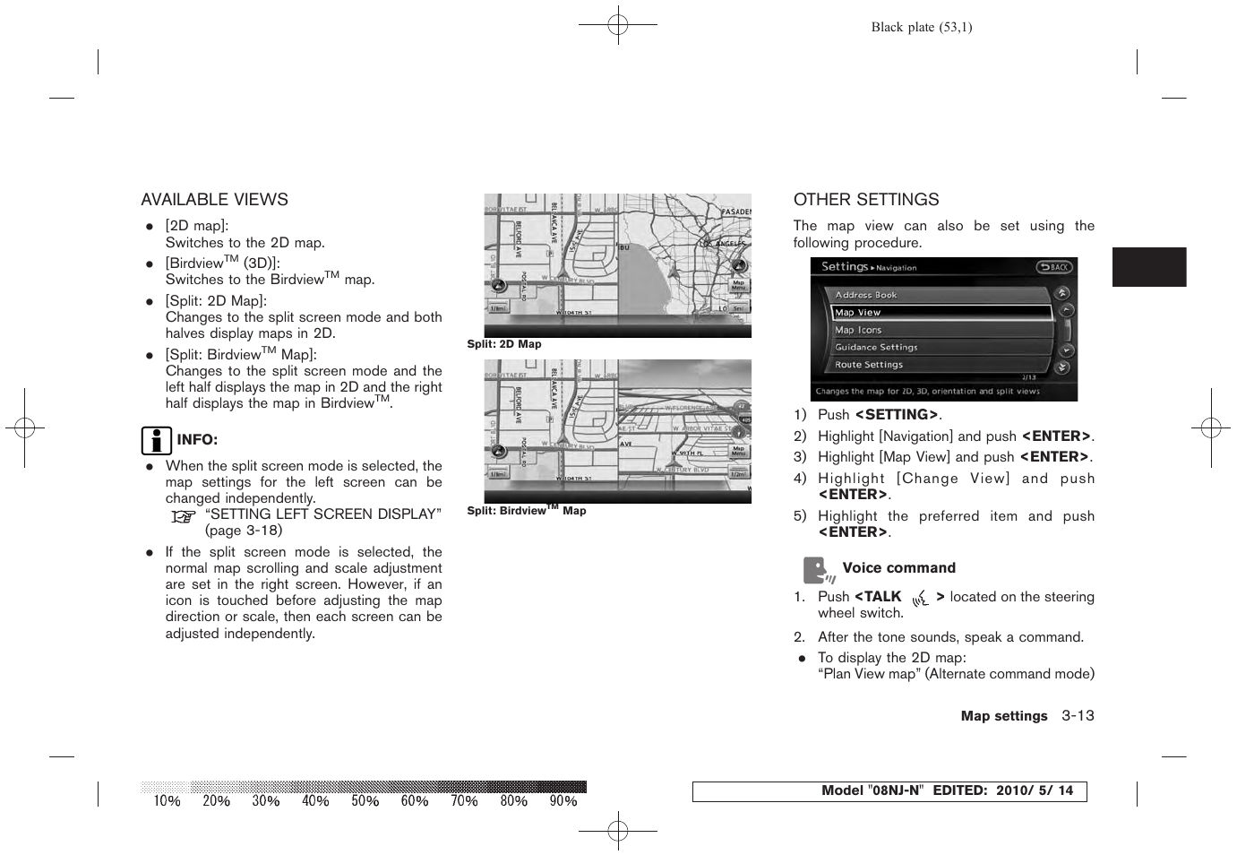 Available views -13 other settings -13 | NISSAN 2010 Maxima - Navigation System Owner's Manual User Manual | Page 50 / 241