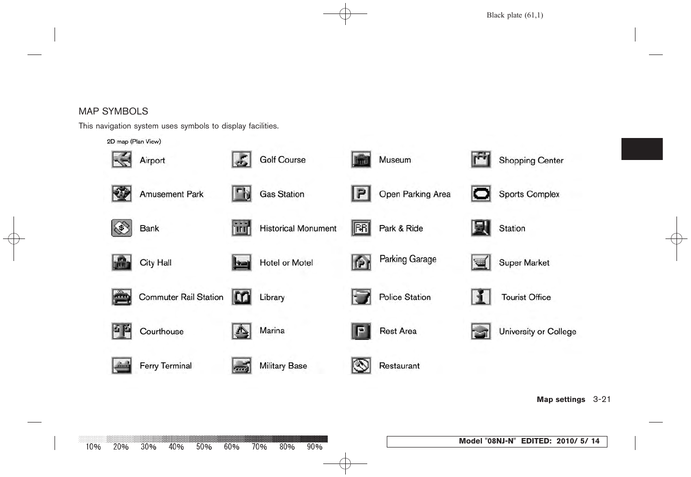 Map symbols -21 | NISSAN 2010 Maxima - Navigation System Owner's Manual User Manual | Page 58 / 241