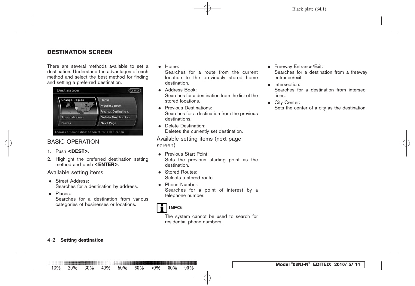 Destination screen -2, Basic operation -2 | NISSAN 2010 Maxima - Navigation System Owner's Manual User Manual | Page 61 / 241