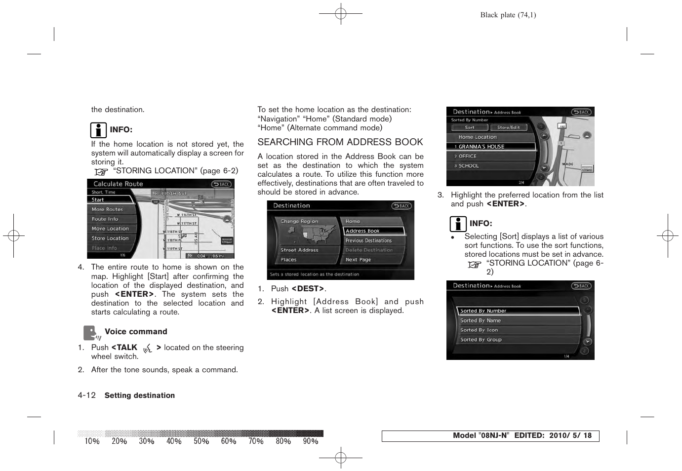 Searching from address book -12 | NISSAN 2010 Maxima - Navigation System Owner's Manual User Manual | Page 71 / 241