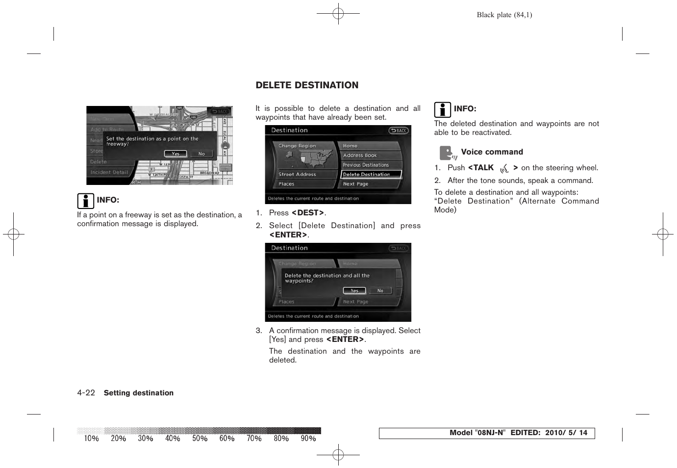 Delete destination -22 | NISSAN 2010 Maxima - Navigation System Owner's Manual User Manual | Page 81 / 241
