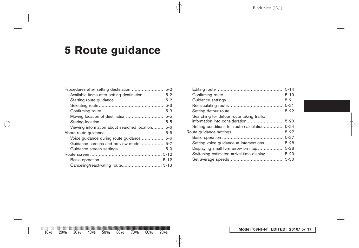 Route guidance, Setting destination, 5 route guidance | NISSAN 2010 Maxima - Navigation System Owner's Manual User Manual | Page 82 / 241