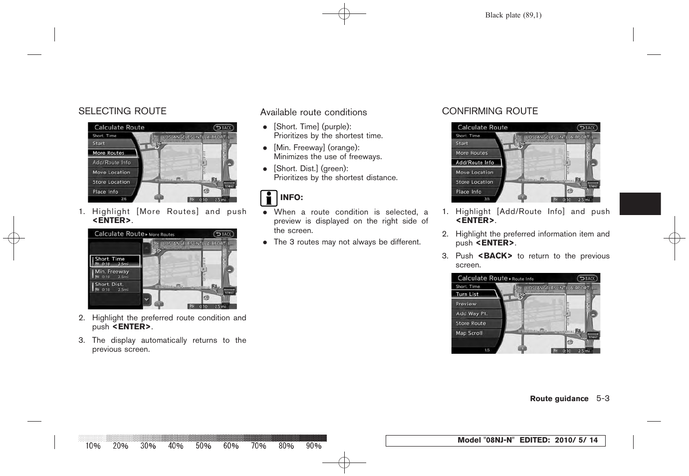 Selecting route -3 confirming route -3 | NISSAN 2010 Maxima - Navigation System Owner's Manual User Manual | Page 84 / 241
