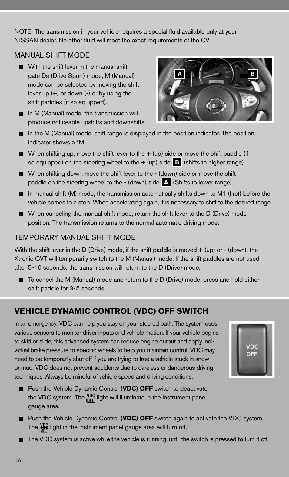 Vehicle dynamic control (vdc) off switch | NISSAN 2010 Maxima - Quick Reference Guide User Manual | Page 18 / 48
