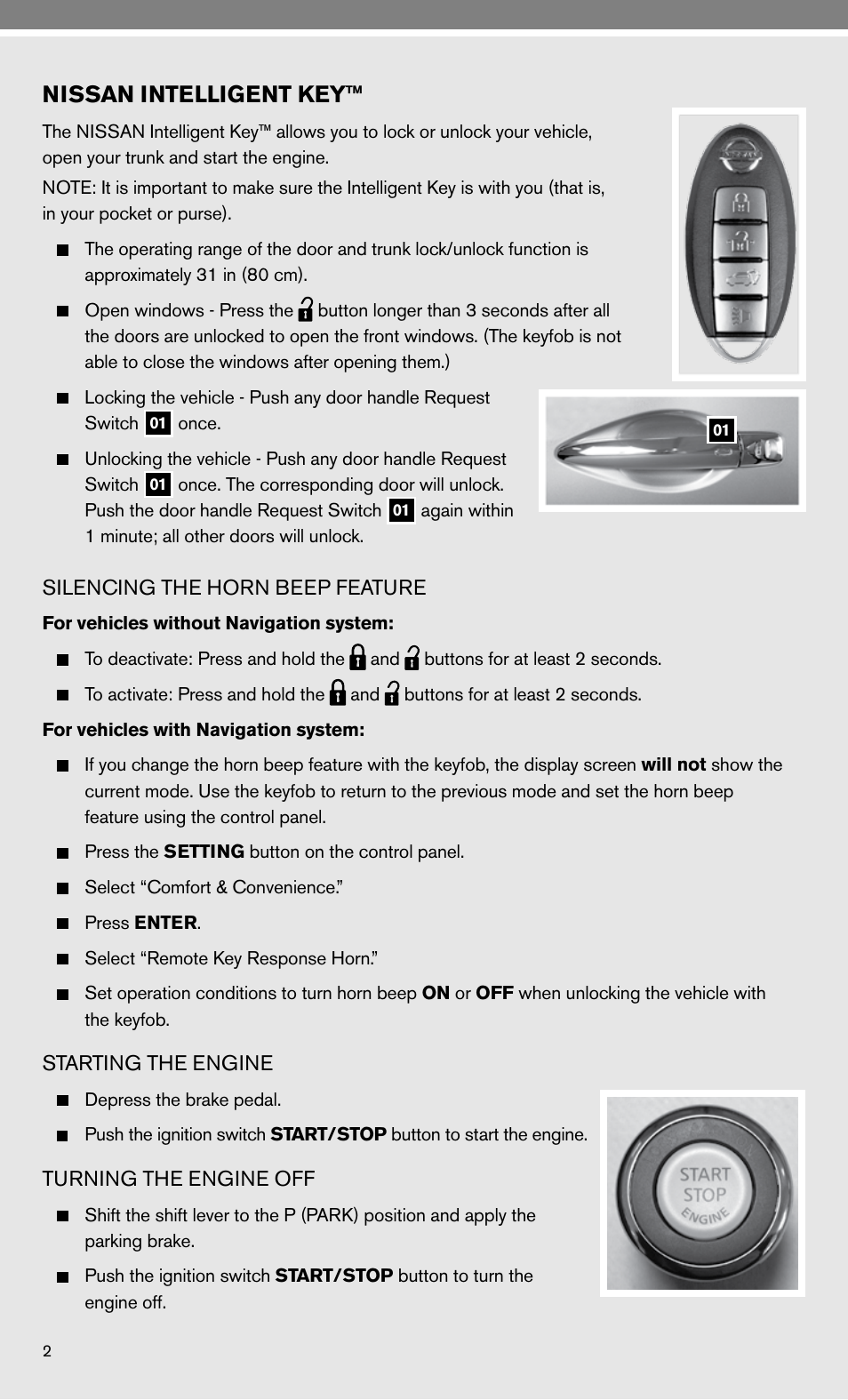 Nissan intelligent key | NISSAN 2010 Maxima - Quick Reference Guide User Manual | Page 4 / 48